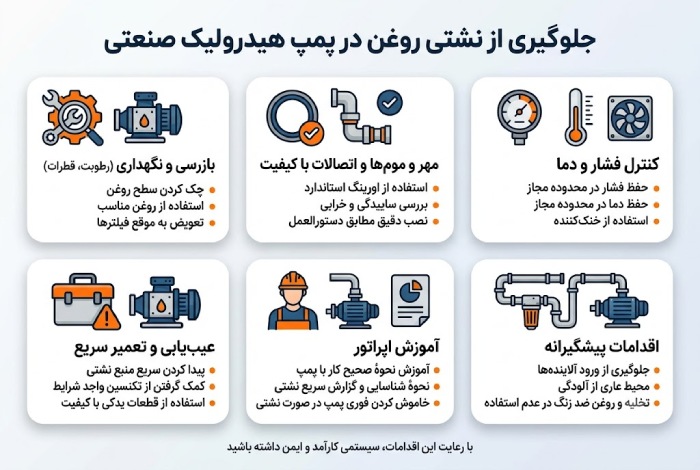 علت روغن ریزی پمپ هیدرولیک صنعتی و راه حل آن چیست؟ جلوگیری از نشتی روغن در پمپ هیدرولیک صنعتی