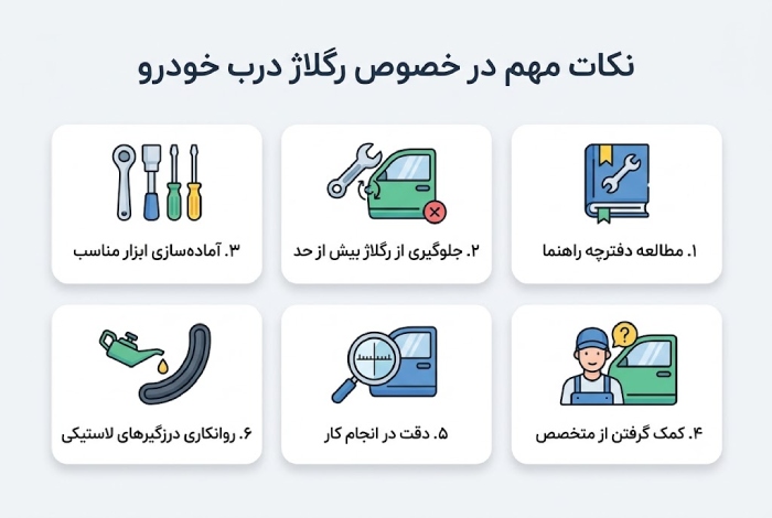 رگلاژ درب خودرو؛ تمام نکاتی که نیاز است بدانید نکات مهم رگلاژ در خودرو