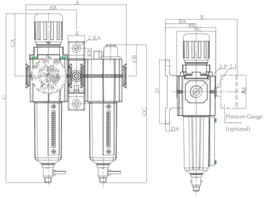 واحد مراقبت بوستون پنوماتیک دوقلو 1 اینچ مدل BP-2FRL40-06M نقشه انفجاری