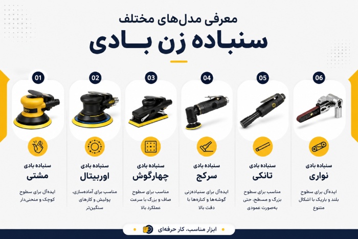 معرفی مدلهای مختلف سنباده زن بادی