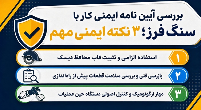 3 نکته ایمنی مهم کار با سنگ فرز! بررسی آیین نامه ایمنی کار با سنگ فرز
